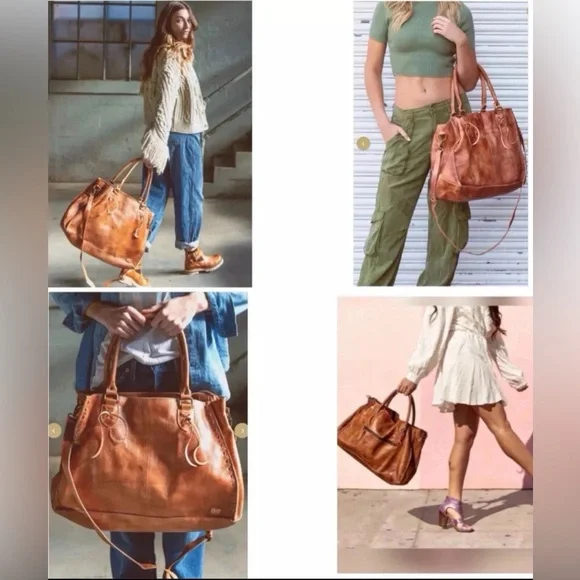 Bed Stu Leather Rockaway Shoulder Bag Crossbody Tote Tan Rustic $345 - Picture 13 of 13